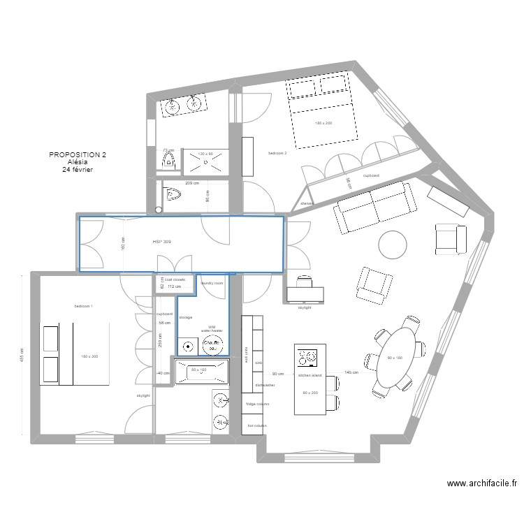 PROPOSITION CUISINE OUVERTE 2. Plan de 0 pièce et 0 m2