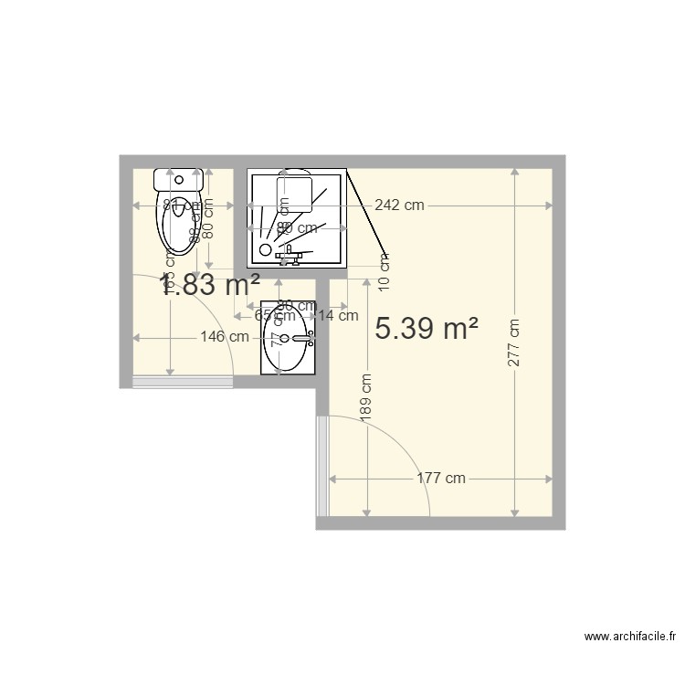 JUVIN. Plan de 2 pièces et 7 m2