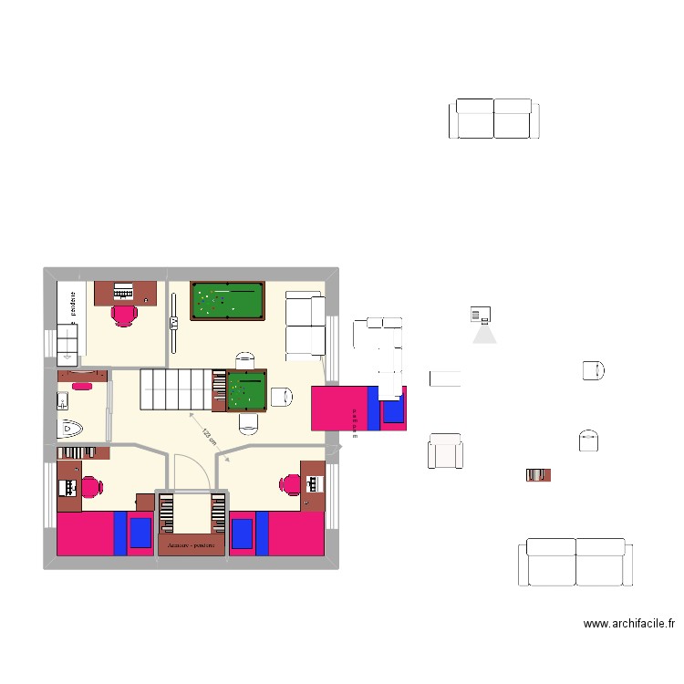 haut 100. Plan de 2 pièces et 28 m2