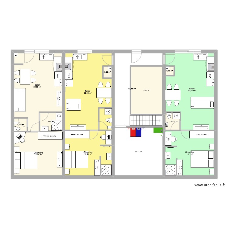 Batisse Chirens Appartements. Plan de 42 pièces et 692 m2