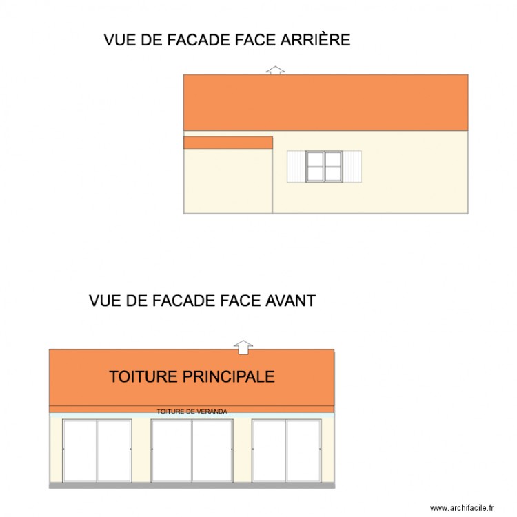 Façade Avant et Arrière. Plan de 0 pièce et 0 m2