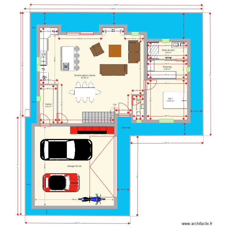 Plan Etage 126 m2. Plan de 0 pièce et 0 m2