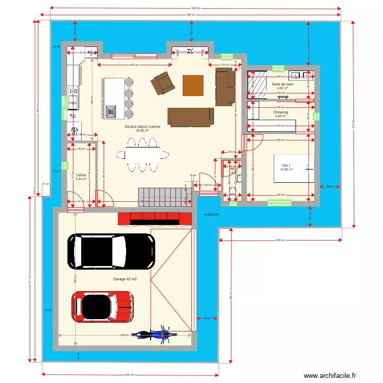 Plan Etage 126 m2. Plan de 