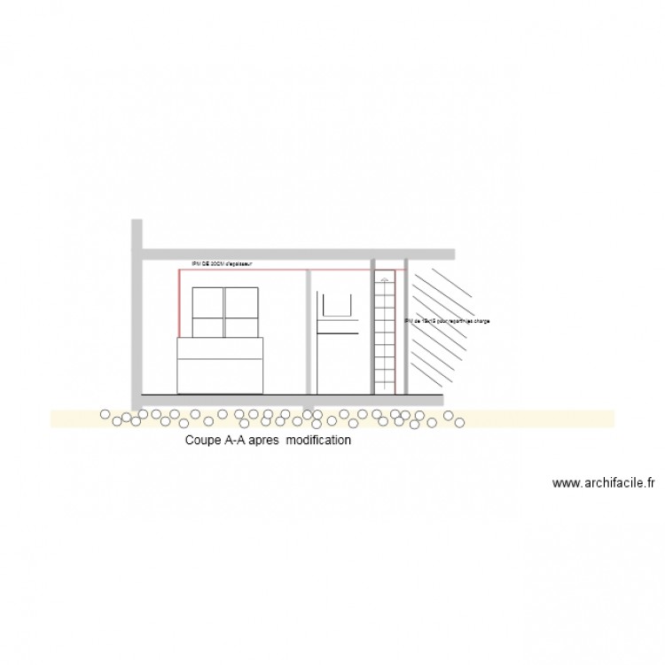 Coupe  apres  modification . Plan de 0 pièce et 0 m2