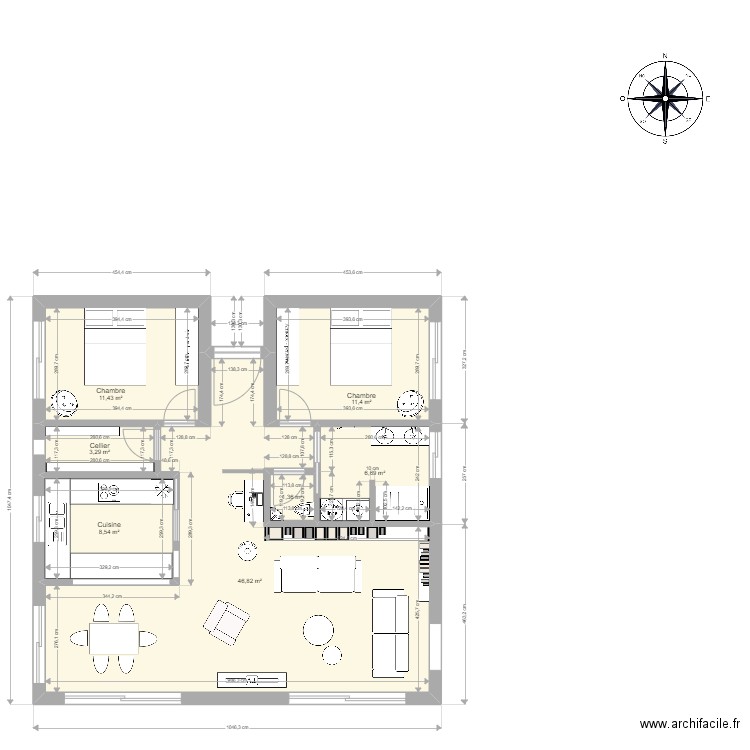 Petite Maison 2. Plan de 7 pièces et 90 m2