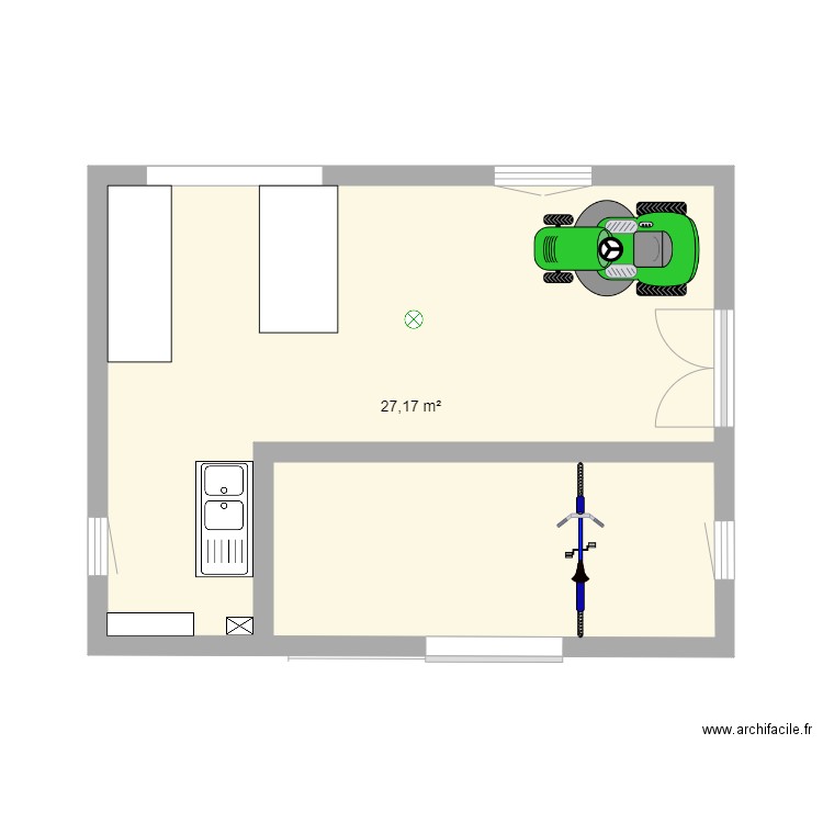 garage en chambre V2. Plan de 0 pièce et 0 m2