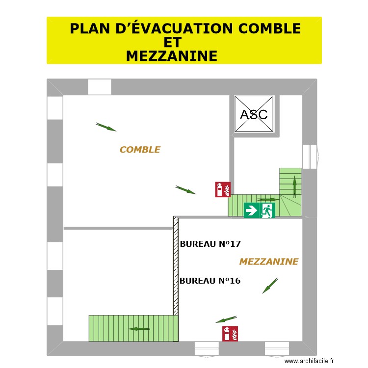 BUREAU CCPN COMBLE MEZA EVAC. Plan de 2 pièces et 175 m2