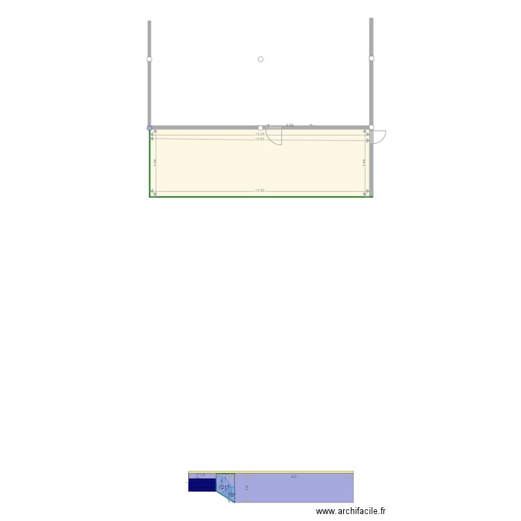 Piscine La Plaine avant - vue de dessus V1. Plan de 2 pièces et 45 m2