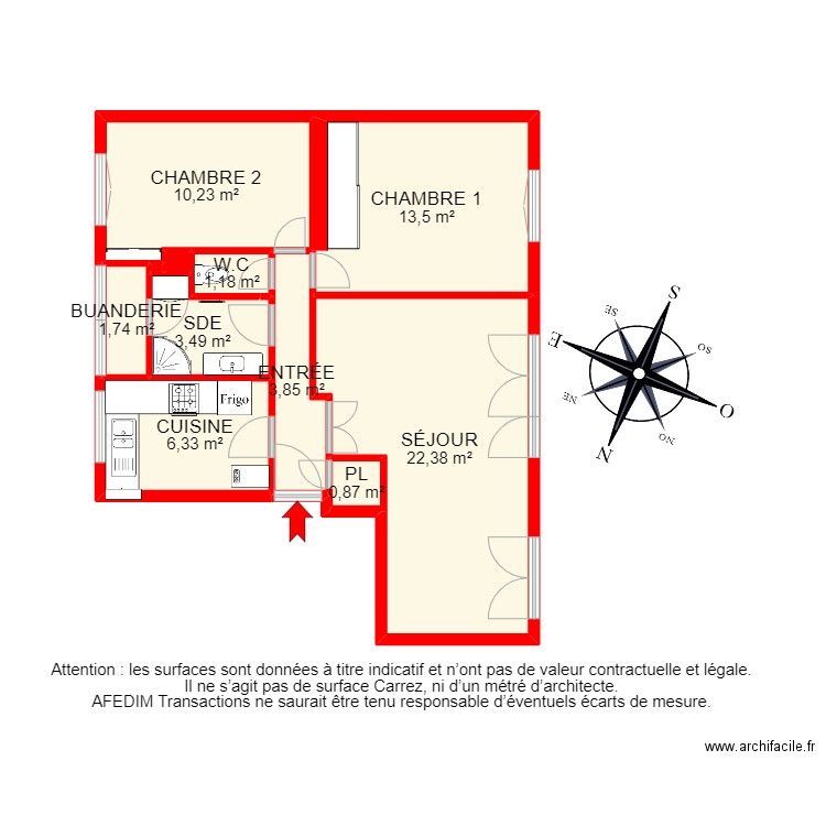 BI 14581. Plan de 14 pièces et 69 m2