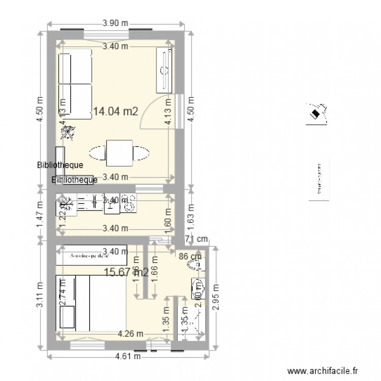 Chambre cour. Plan de 0 pièce et 0 m2