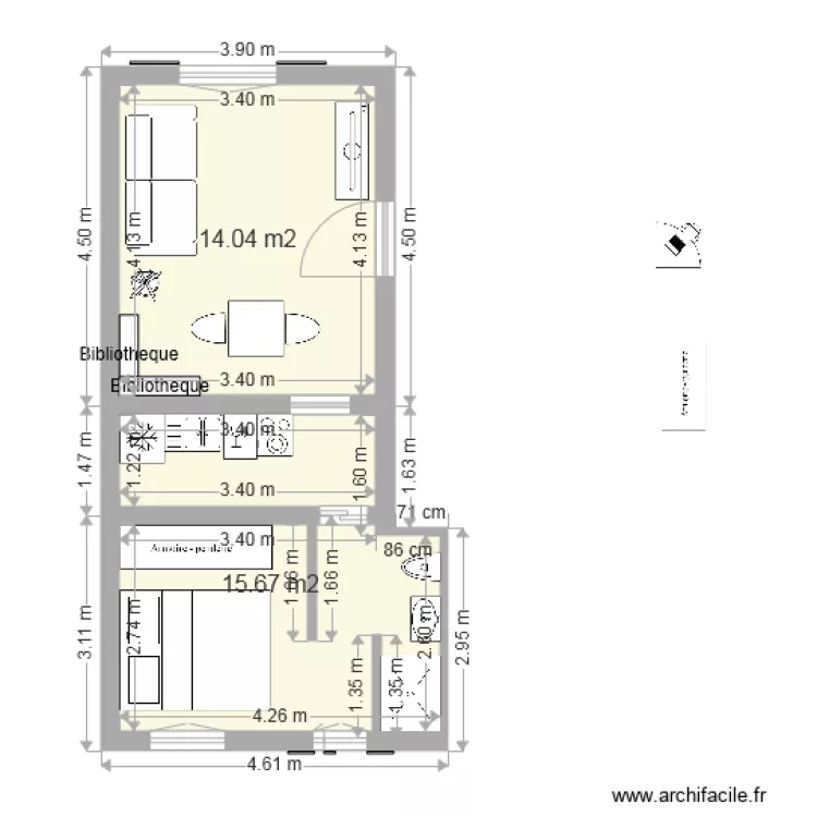 Chambre cour. Plan de 