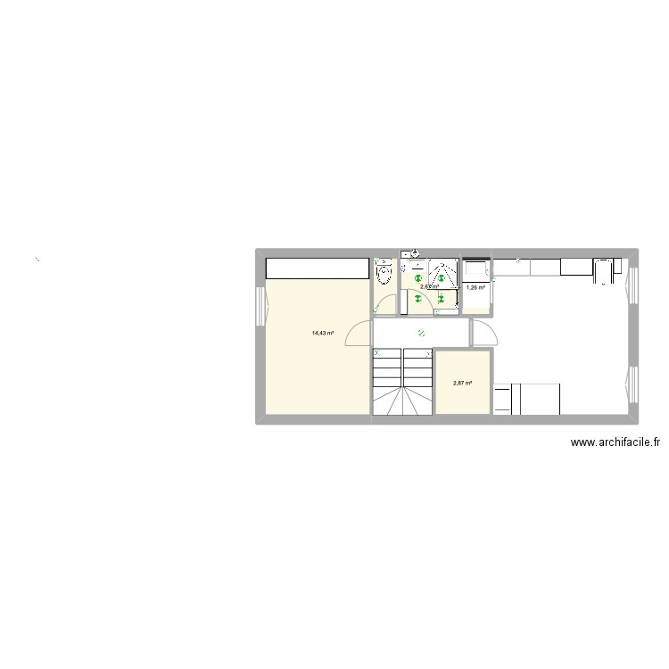 etage 1.2. Plan de 4 pièces et 21 m2