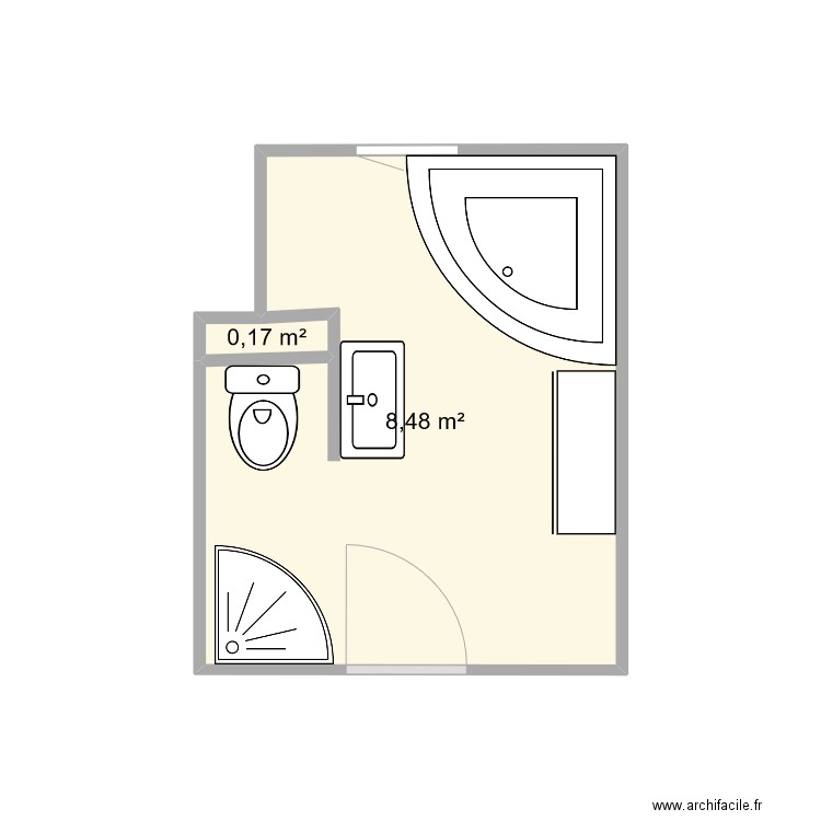 salle de bain 2. Plan de 2 pièces et 9 m2
