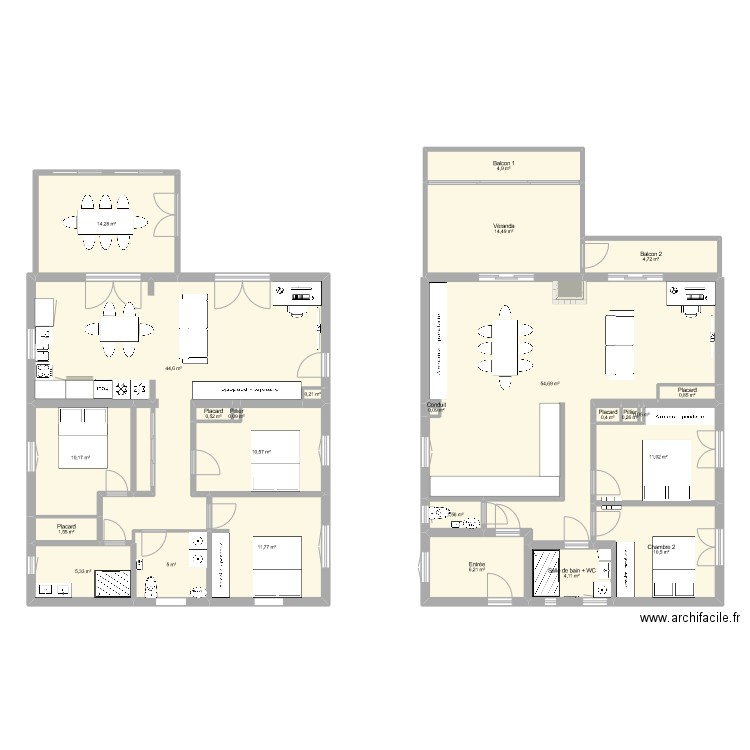 Carcès 2 appt final. Plan de 25 pièces et 218 m2