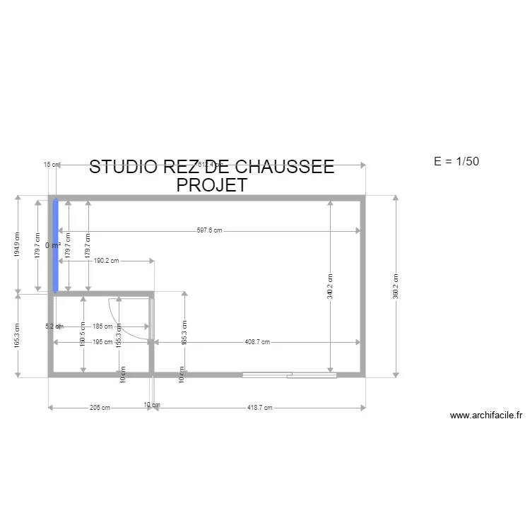 STUDIO COMPLET Uniquement les cloisons. Plan de STUDIO COMPLET Uniquement les cloisons. Plan de