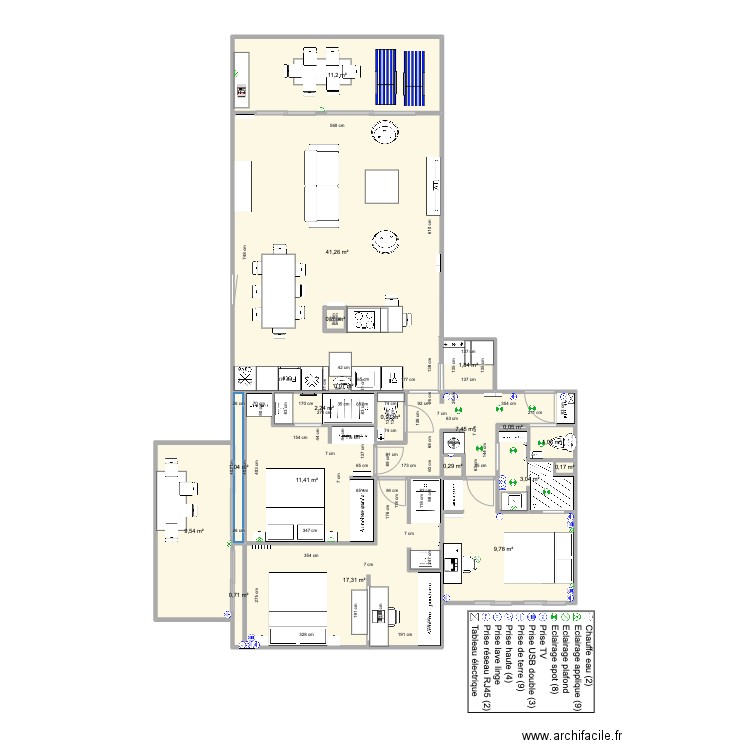 Santa Clara 2 face mer reunion 19/07 V7. Plan de 19 pièces et 120 m2