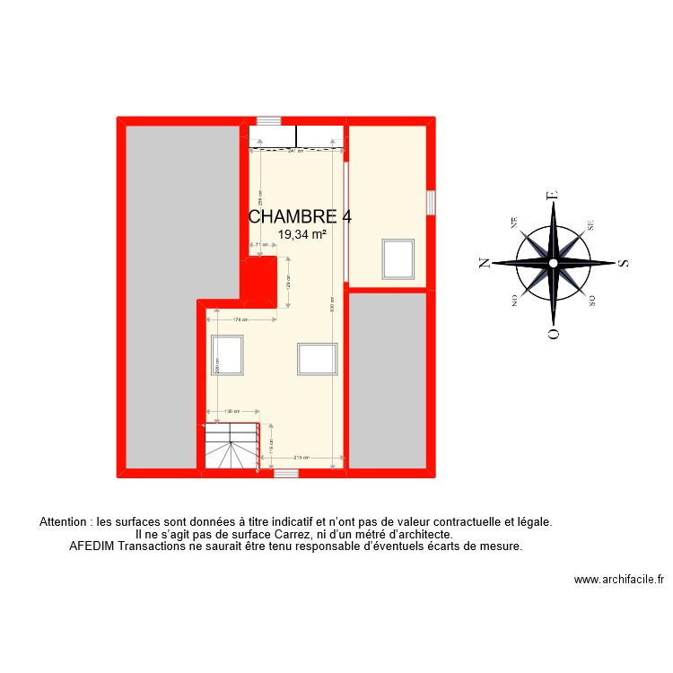 BI 9711 ETAGE 2 PASCAL. Plan de 7 pièces et 62 m2