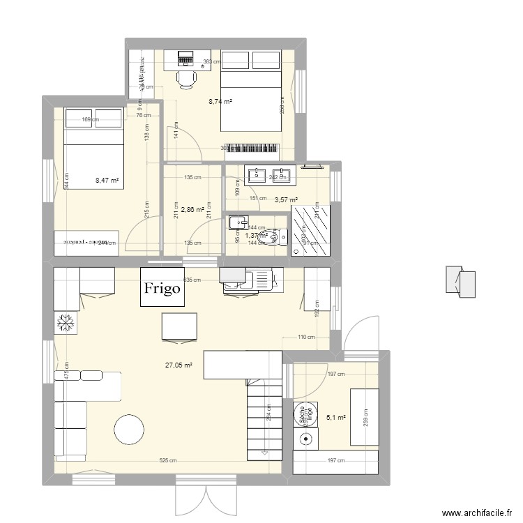 CHALET 90 V2. Plan de 8 pièces et 77 m2