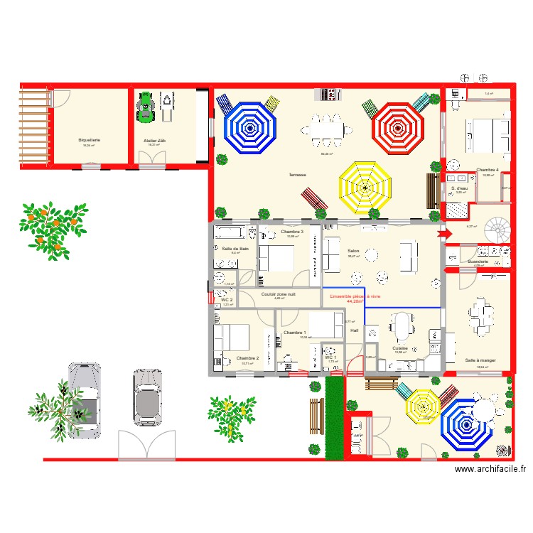 Zeb 4. Plan de 24 pièces et 299 m2