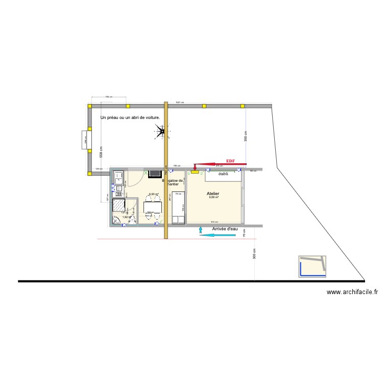 Bungalow Briouze. Plan de 0 pièce et 0 m2