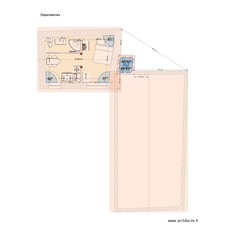 Meaulne Dépendances. Plan de 2 pièces et 19 m2