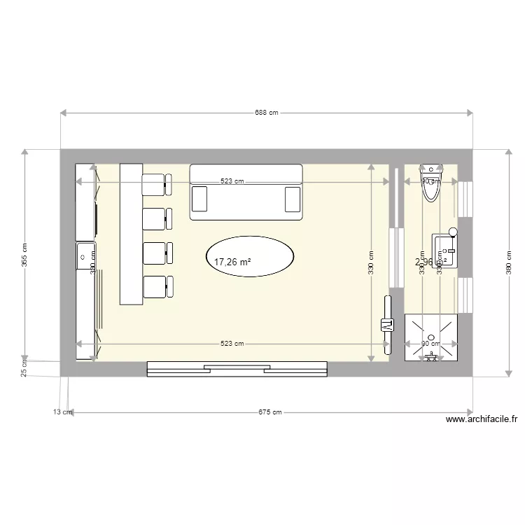 chambre tiny house. Plan de 