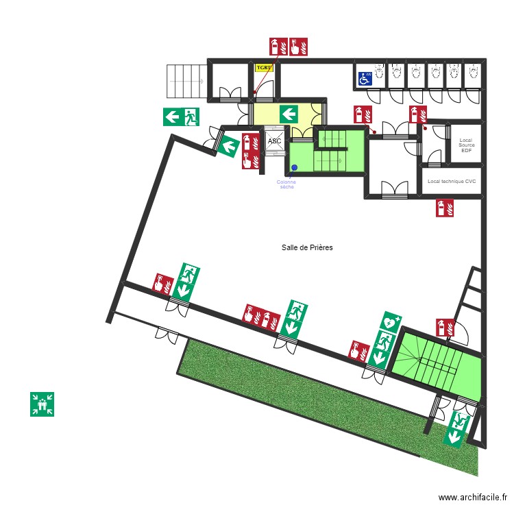 Mosquée sortie 4. Plan de 22 pièces et 90 m2