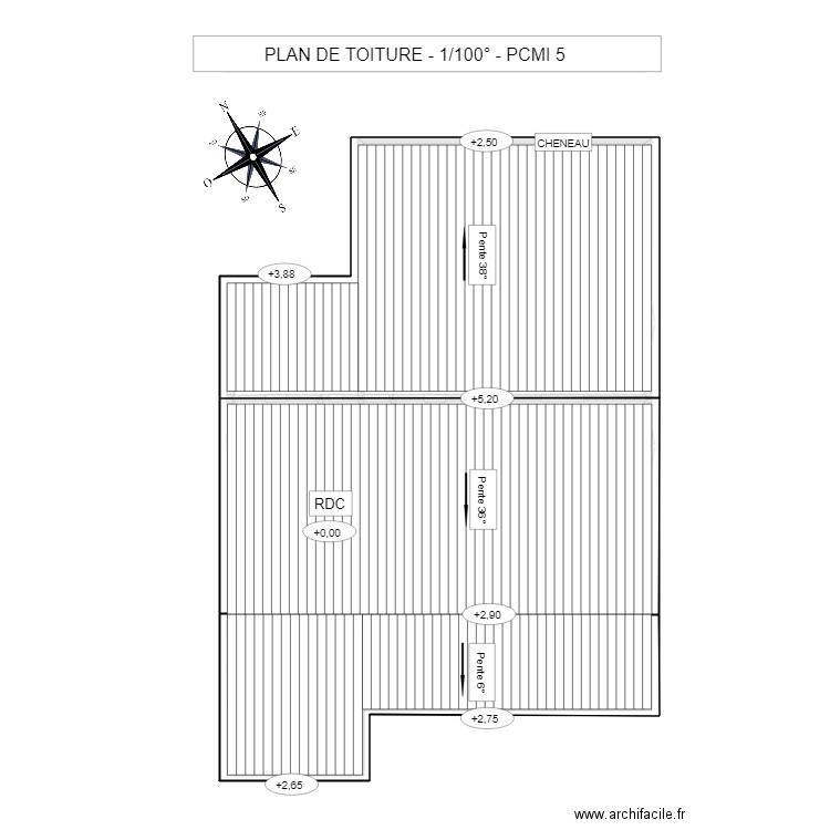 VUE EN PLAN ET TOITURE. Plan de 0 pièce et 0 m2