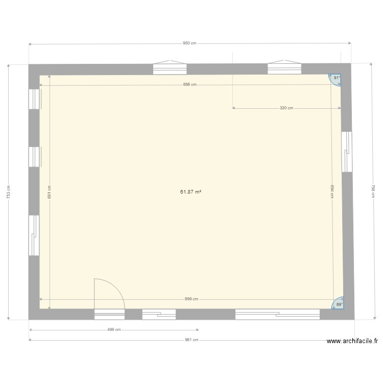 Maisonfondations V1. Plan de 1 pièce et 62 m2