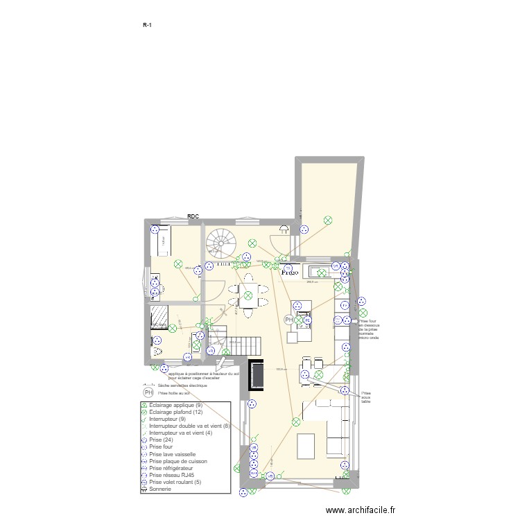 Prises RDC OK. Plan de 4 pièces et 79 m2