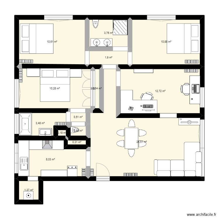 Yerres - 93m² - Alternative. Plan de 15 pièces et 91 m2