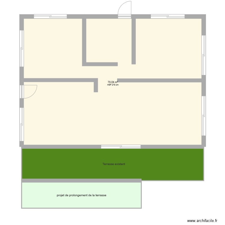 extension terrasse logement 1. Plan de 0 pièce et 0 m2