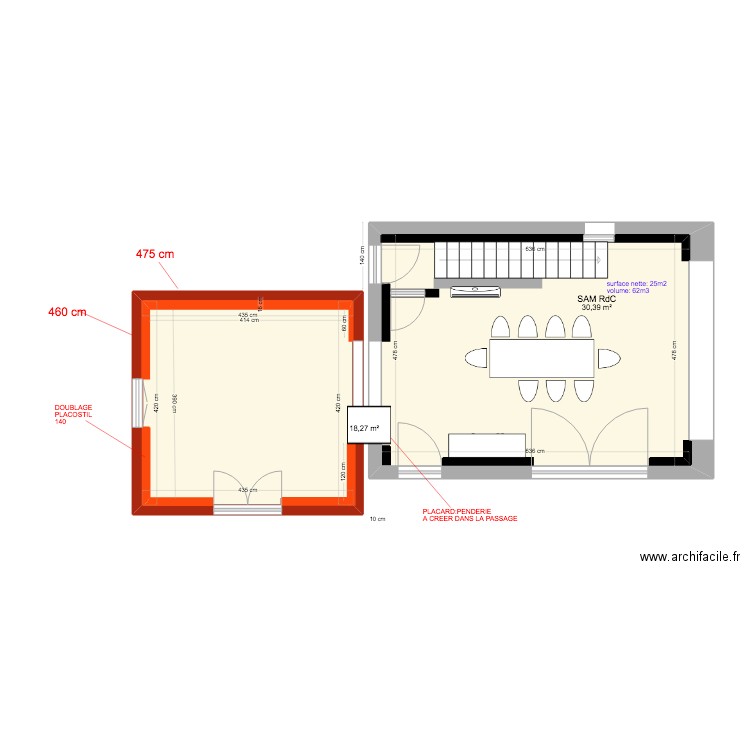 EXTENSION (cuisine) amenagement BASTIDON. Plan de 0 pièce et 0 m2