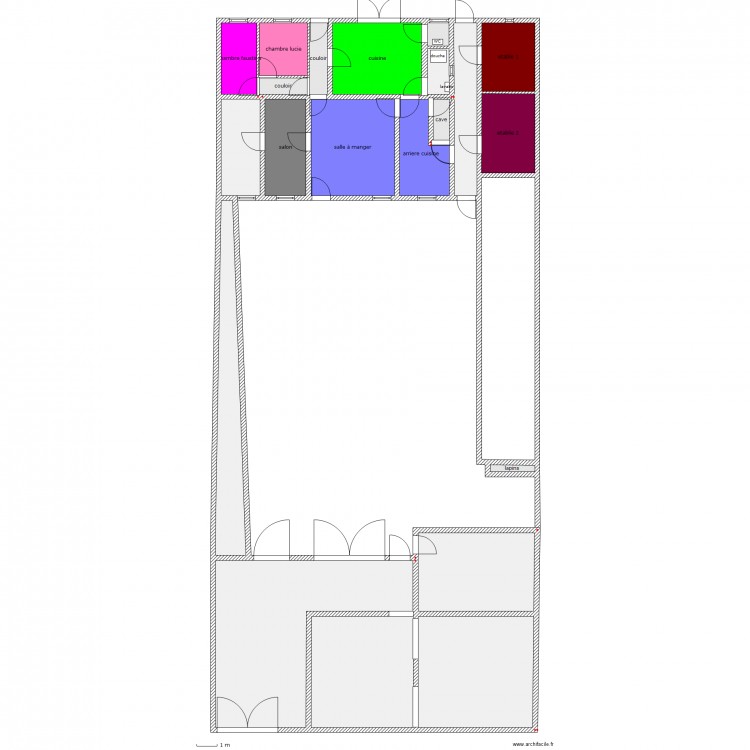 fermette avec cour. Plan de 0 pièce et 0 m2