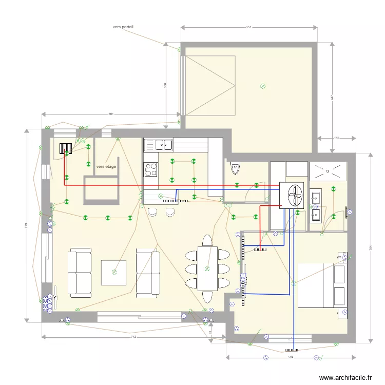 Maison cercle2. Plan de 