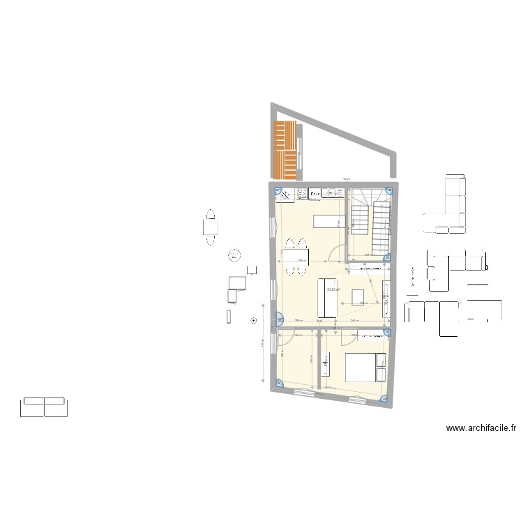 plan boucherie 1 er etage plan f2 n*1 jojo. Plan de 1 pièce et 54 m2