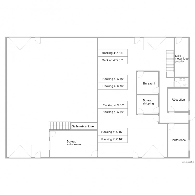 Crossfit-TKM mod.. Plan de 20 pièces et 1205 m2