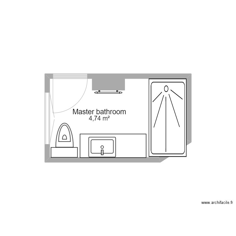 REGIS master Bath. Plan de 1 pièce et 5 m2