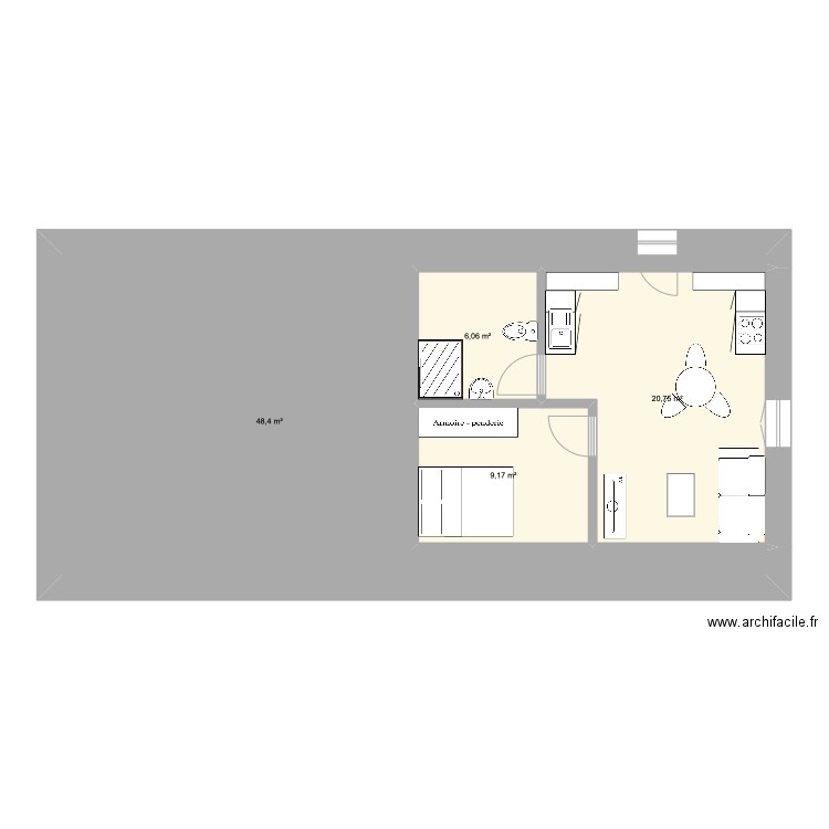 Cornol studio. Plan de 4 pièces et 84 m2