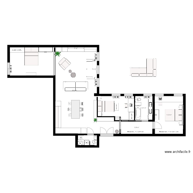 cotes2. Plan de 4 pièces et 109 m2