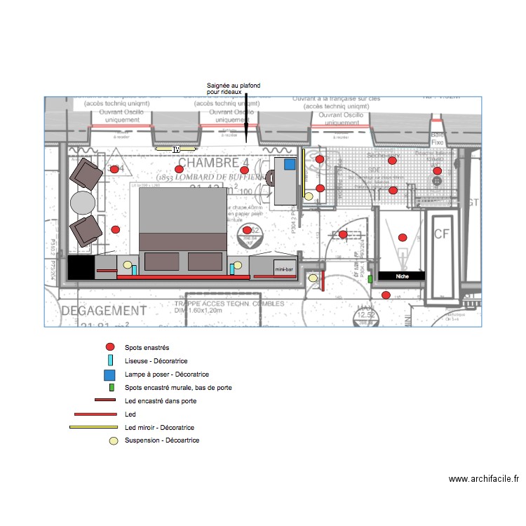 Chambre 4 Plan éclairage. Plan de 0 pièce et 0 m2