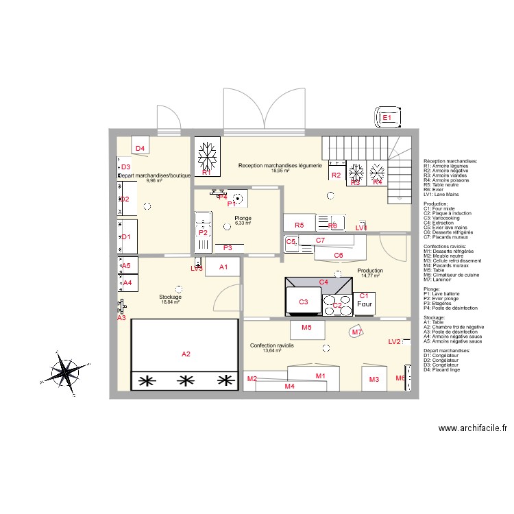 RDC AVEC COTATIONS. Plan de 6 pièces et 83 m2