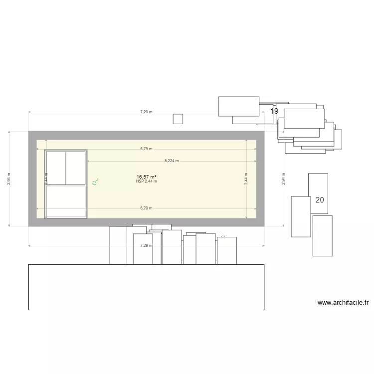  atelier cot&eacute; salon nu. Plan de 