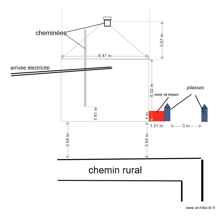 façade nord avant travaux côté chemin rural. Plan de 0 pièce et 0 m2