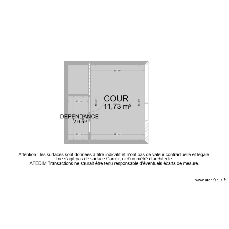 BI 8945 COUR . Plan de 3 pièces et 16 m2