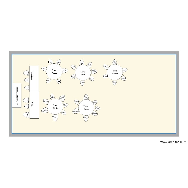 Plan de table mariage 2. Plan de 1 pièce et 116 m2