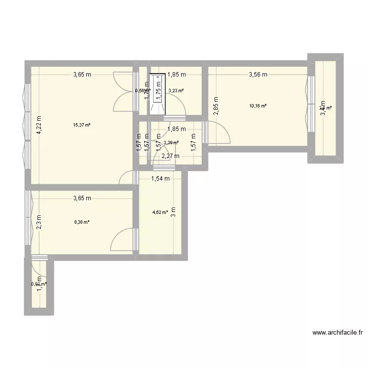 Appart Sandrine. Plan de 9  et 49 m²