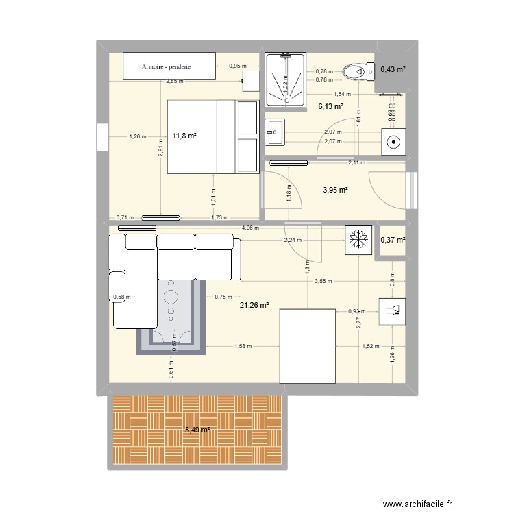 wattrelos appart. Plan de 7 pièces et 49 m2