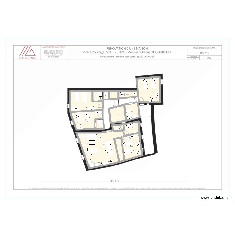 R1 MAD. Plan de 13 pièces et 149 m2