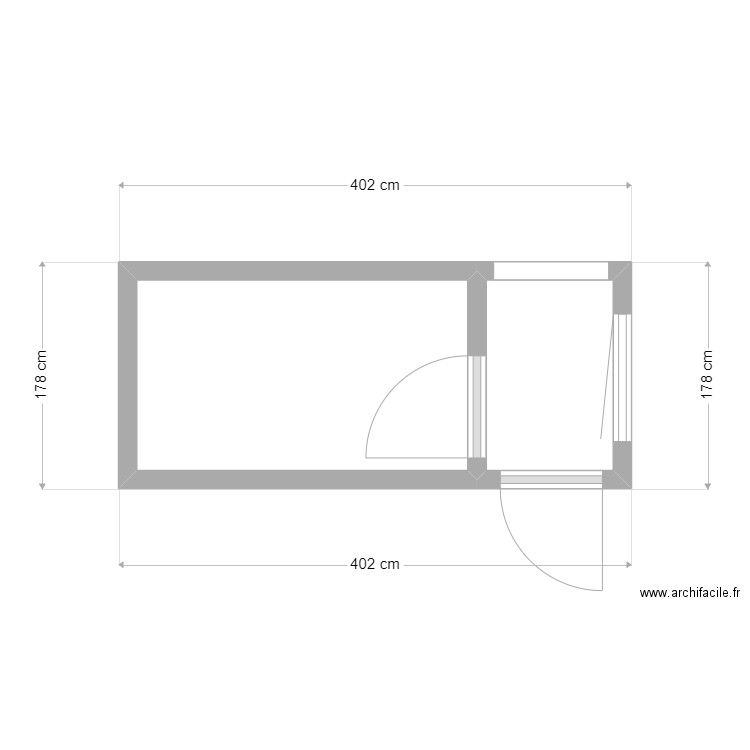 salle de bain Guyette. Plan de 2 pièces et 5 m2